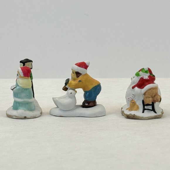 Vintage Christmas Village Accessories Ceramic Trees Children Figurines Set 7 pcs - Picture 8 of 16